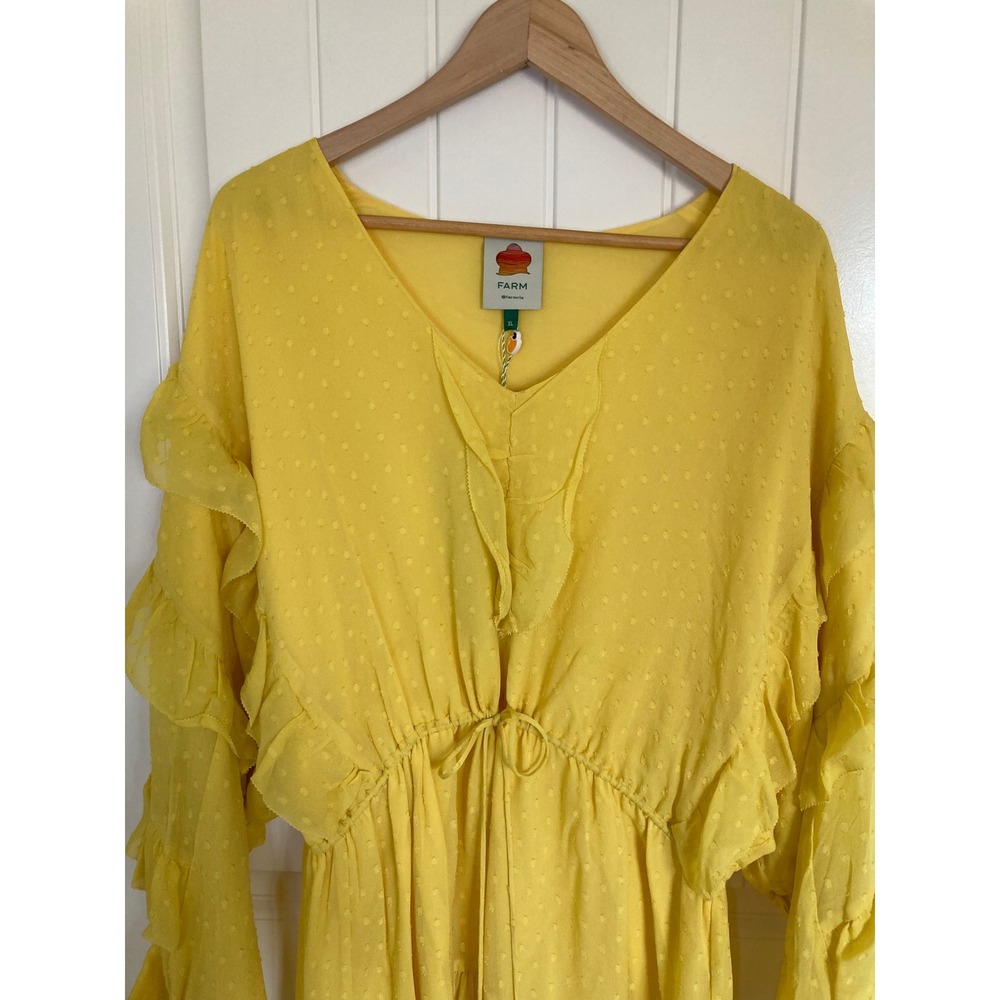 NWT FARM Rio Sunny Yellow Ruffle Mini Dress - Picture 4 of 11